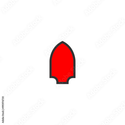 Pike red line icon, medieval spearhead with sharp corners illustration.