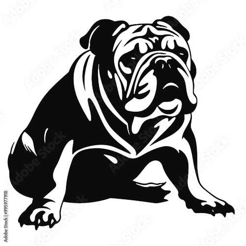 British bulldog dog silhouette, Vector illustration silhouette of a dog on a white background. photo