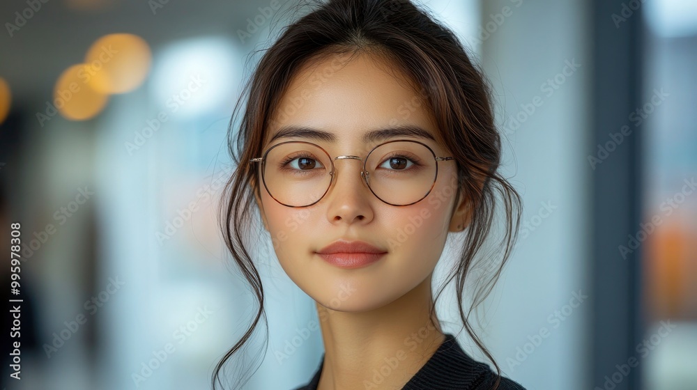 Portrait of a Young Woman Wearing Glasses Portrait of a Young Woman Wearing Glasses