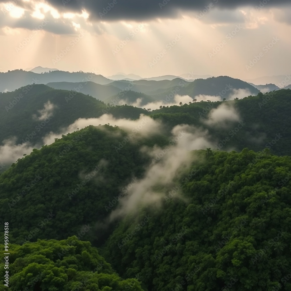 Travel Arial hill view nature and outstanding foggy hill with lots of mountain and beautiful scenario Travel Arial hill view nature and outstanding foggy hill with lots of mountain and beautiful scenario