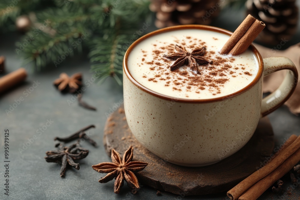 spiced eggnog with vanilla and cinnamon a cozy and inviting winter drink concept, perfect for the holiday season spiced eggnog with vanilla and cinnamon a cozy and inviting winter drink concept, perfect for the holiday season
