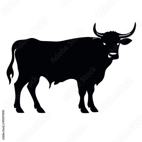   Cow monochrome clip art. vector illustration