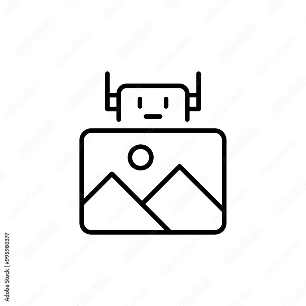 Image generation bot outline icons, minimalist vector illustration ,simple transparent graphic element .Isolated on white background Image generation bot outline icons, minimalist vector illustration ,simple transparent graphic element .Isolated on white background