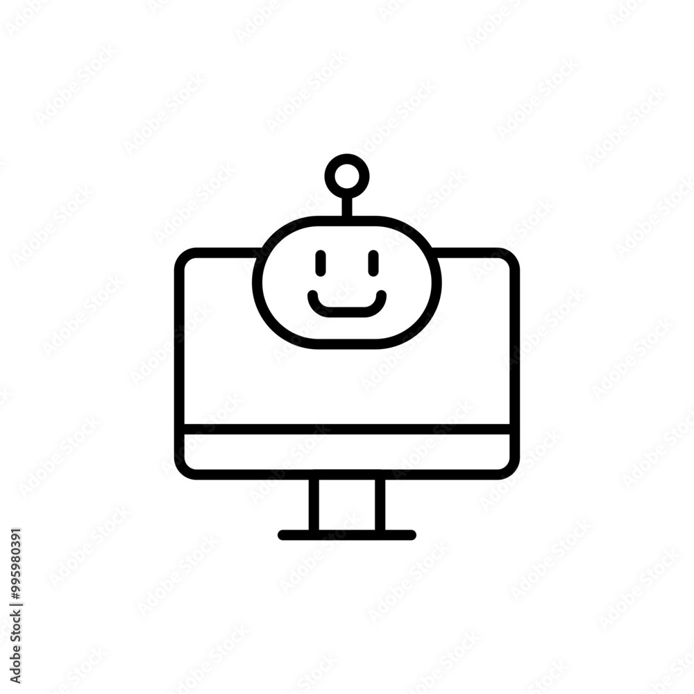 Fototapeta premium Device bot outline icons, minimalist vector illustration ,simple transparent graphic element .Isolated on white background