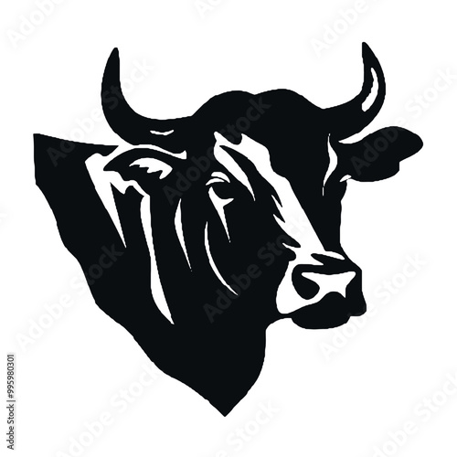   Cow monochrome clip art. vector illustration