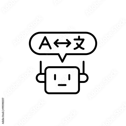 Bot translator outline icons, minimalist vector illustration ,simple transparent graphic element .Isolated on white background