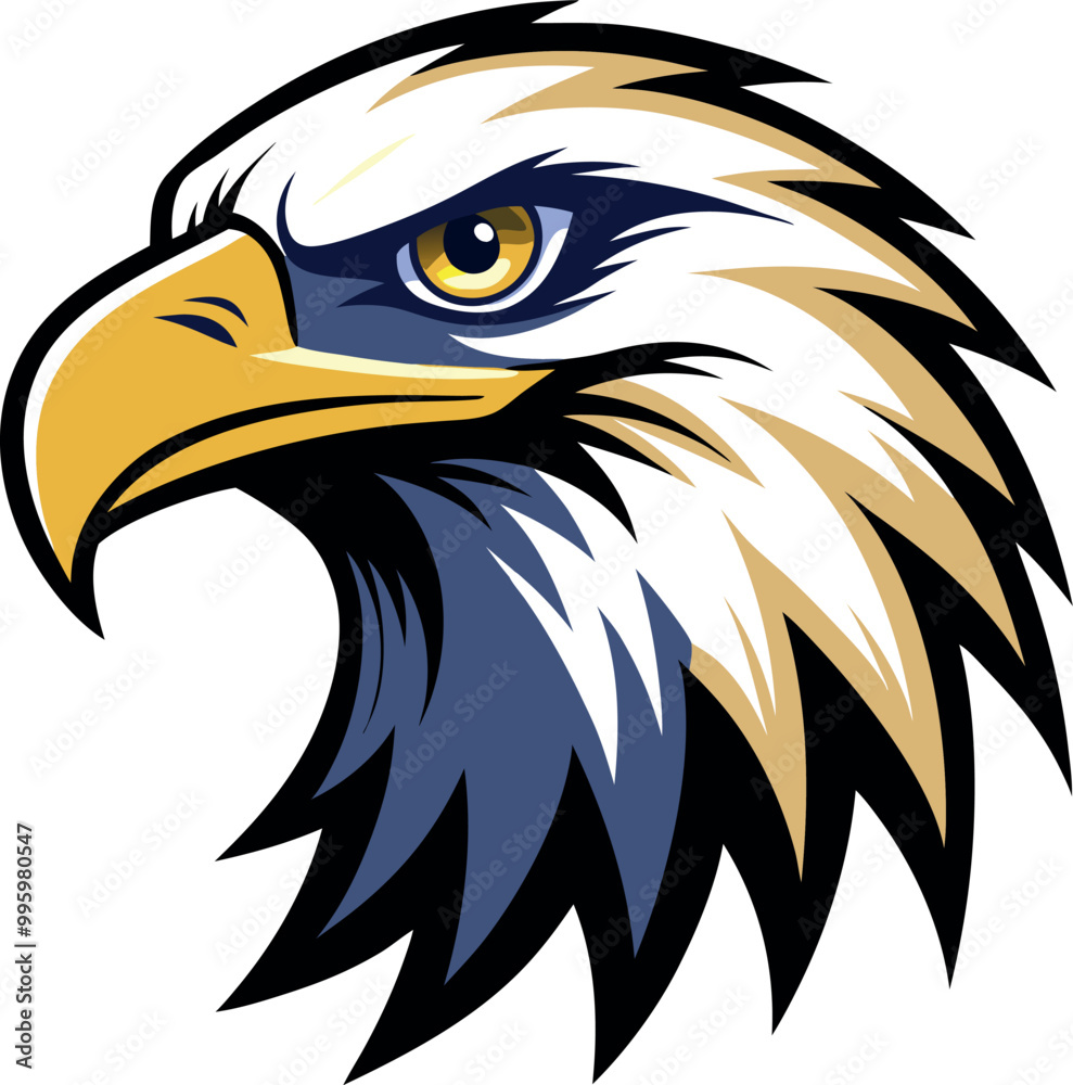 Fototapeta premium Silhouette of an eagle's head in vector art style, set against a clean white background for a striking logo effect