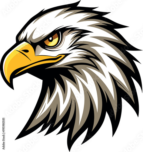 Silhouette of an eagle's head in vector art style, set against a clean white background for a striking logo effect