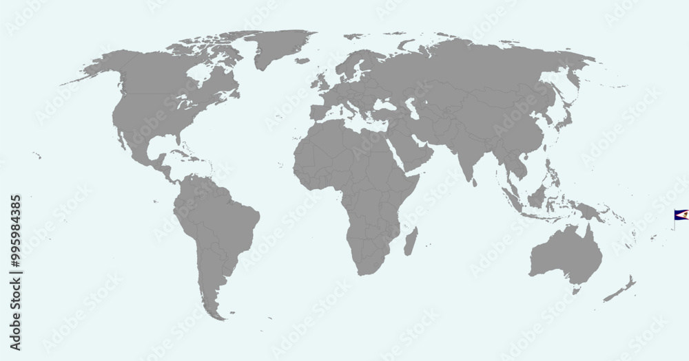 Pin map with American Samoa flag on world map. Vector illustration.