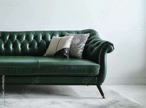 dark green three seater sofa, featuring exquisite craftsmanship and high-quality texture