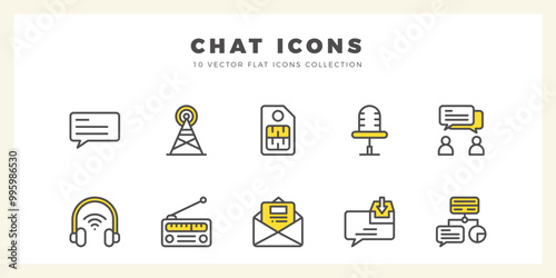10 Chat Two Color icons pack. vector illustration.
