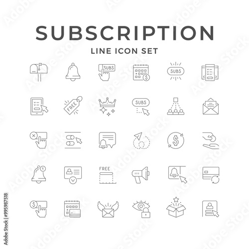 Set line icons of subscription