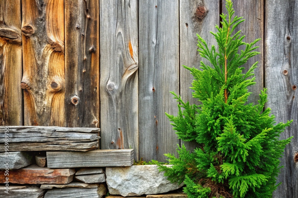 Rustic wooden planks of aromatic cedarwood, weathered to a silvery gray, lean against a weathered stone wall, evoking a sense of natural, earthy serenity. Rustic wooden planks of aromatic cedarwood, weathered to a silvery gray, lean against a weathered stone wall, evoking a sense of natural, earthy serenity.