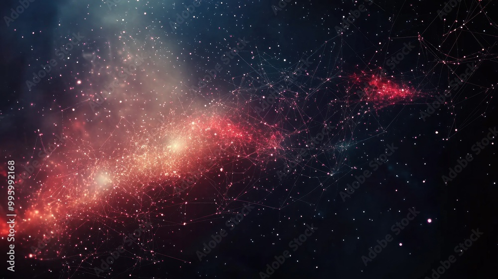 Abstract Cosmic Nebula with Interconnected Lights Abstract Cosmic Nebula with Interconnected Lights