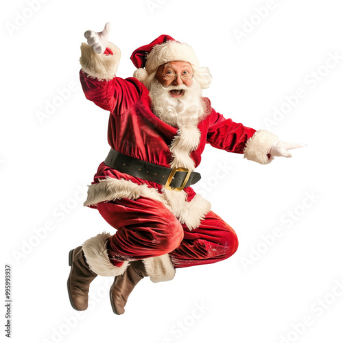 Santa jump and dance transparent background photo