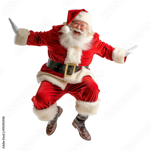Santa jump and dance transparent background