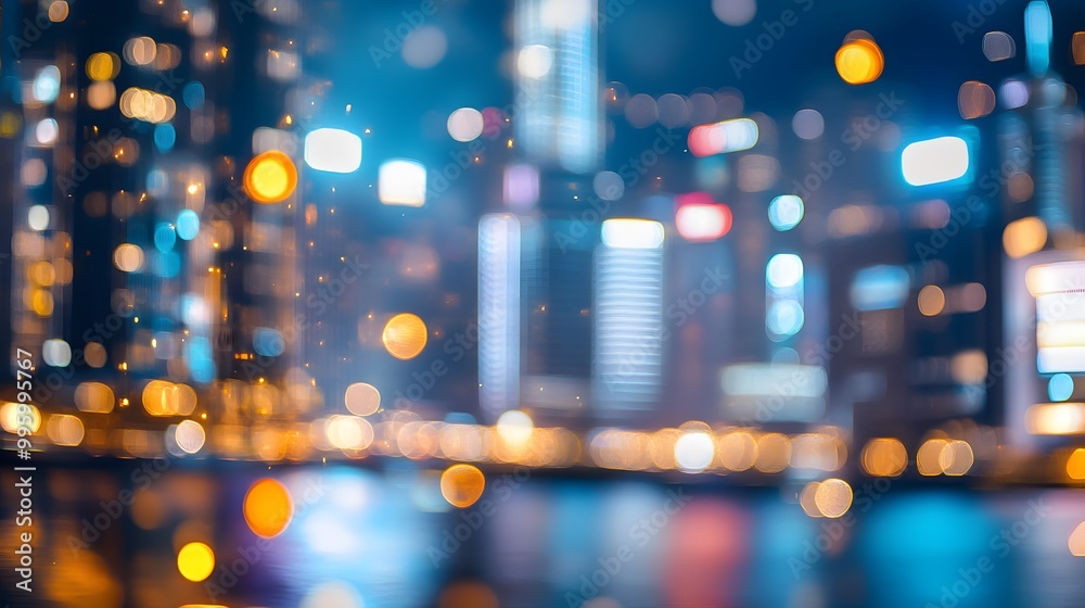 abstract background of blurred skyscrapers at night business and technology concept. abstract background of blurred skyscrapers at night business and technology concept.