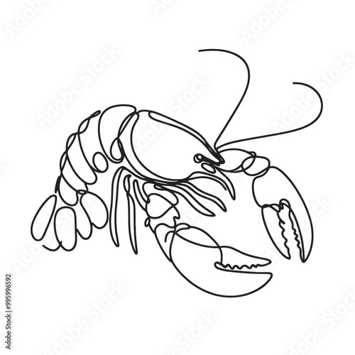 A crab is shown in a black and white drawing. The crab is drawn in a very simple and stylized way, with its claws and legs clearly visible. The image has a somewhat whimsical and playful mood