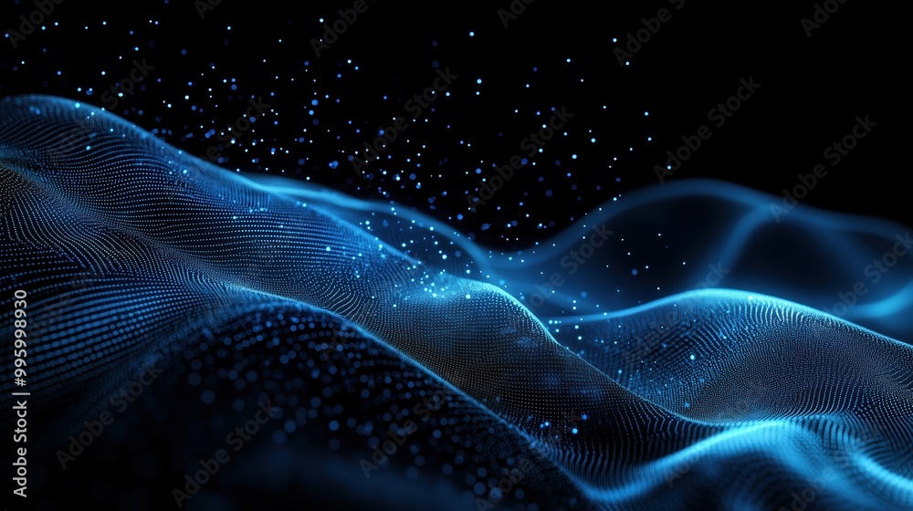A blue wave with a lot of dots in it A blue wave with a lot of dots in it