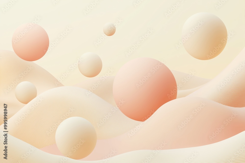 A series of large, white, round balls are scattered across a sandy A series of large, white, round balls are scattered across a sandy
