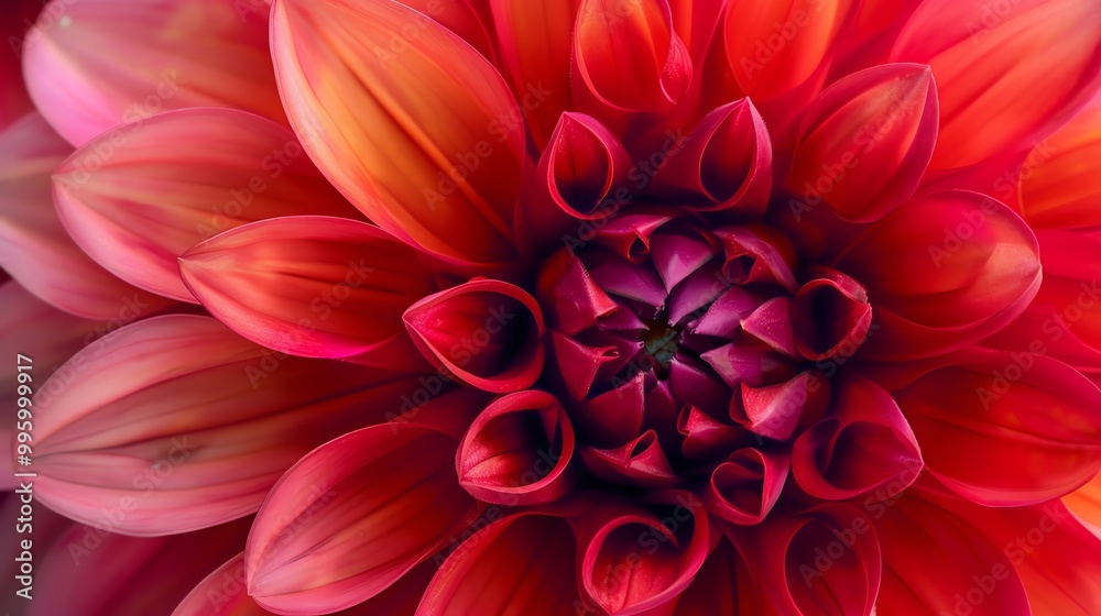 Close up of a red and orange dahlia flower. Close up of a red and orange dahlia flower.