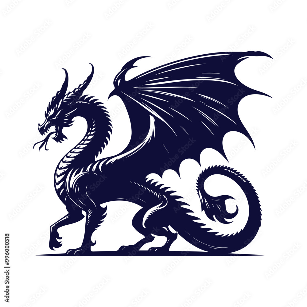 Naklejka premium dragon silhouette vector illustration