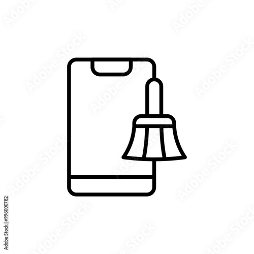 Cleaning app outline icons, minimalist vector illustration ,simple transparent graphic element .Isolated on white background