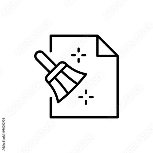 Cleaning file outline icons, minimalist vector illustration ,simple transparent graphic element .Isolated on white background