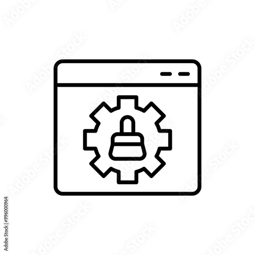 Cleaning app outline icons, minimalist vector illustration ,simple transparent graphic element .Isolated on white background