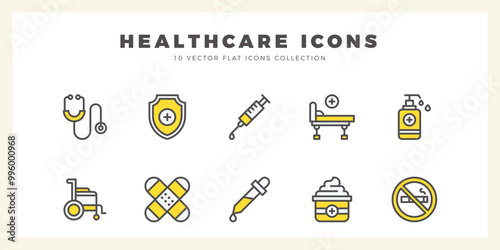 10 Healthcare Two Color icons pack. vector illustration.