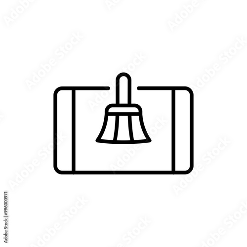 Cleaning app outline icons, minimalist vector illustration ,simple transparent graphic element .Isolated on white background