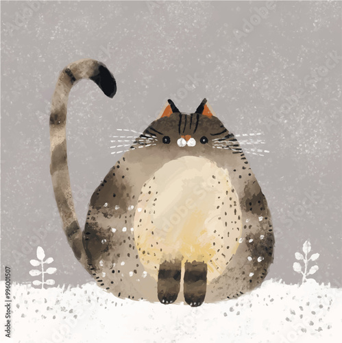 vector image of a cat in winter