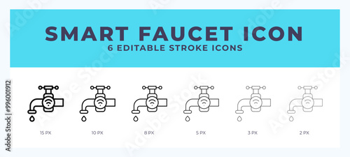Smart faucet icon with different stroke. Vector illustration.