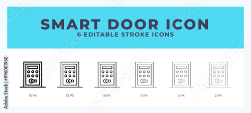 Smart door icon symbol. Logo illustration thin line. Bold line vector icons. Editable stroke