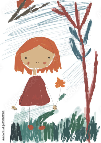 hand drawn doodle girl vector image