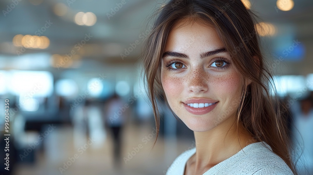 Beautiful Young Woman with Freckles Smiling Beautiful Young Woman with Freckles Smiling