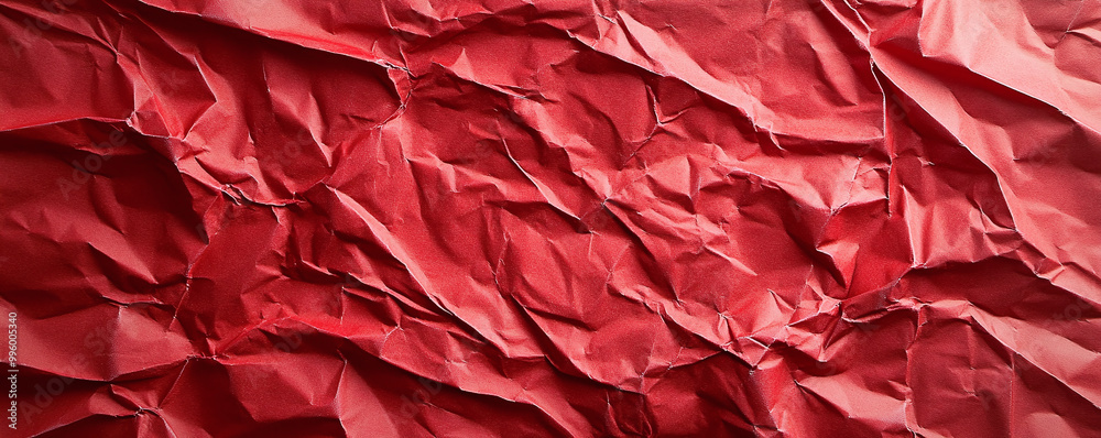 Obraz premium red matte crumpled textured paper, texture background