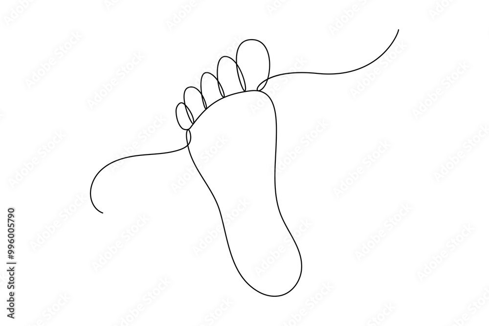 Obraz premium Continuous one line foot vector art illustration