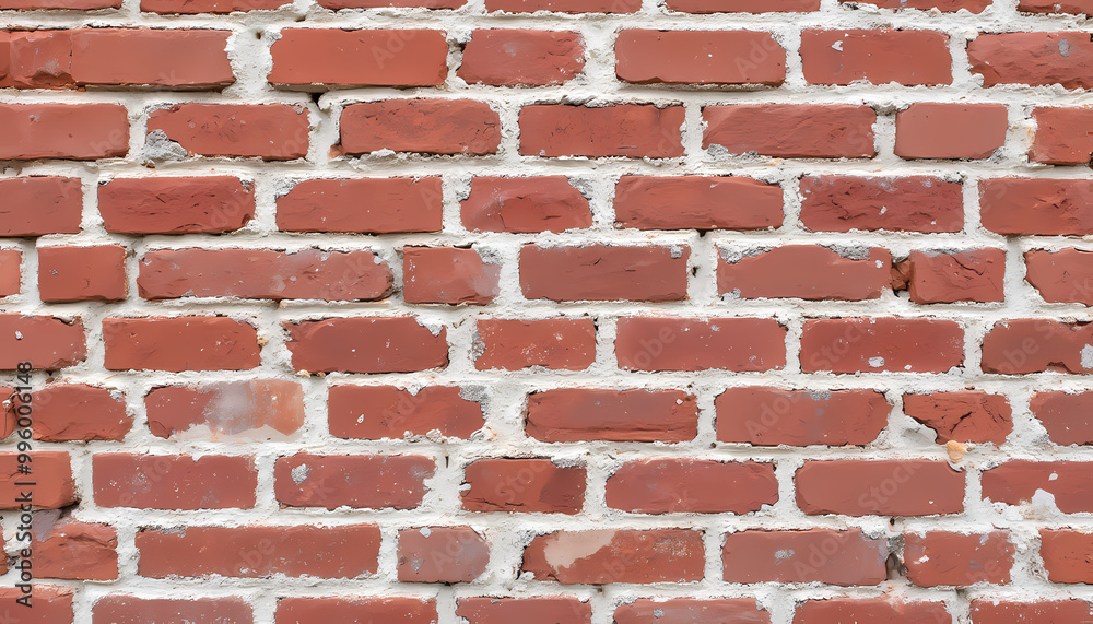 Obraz premium Close-up of a classic red brick wall with mortar in between the bricks 