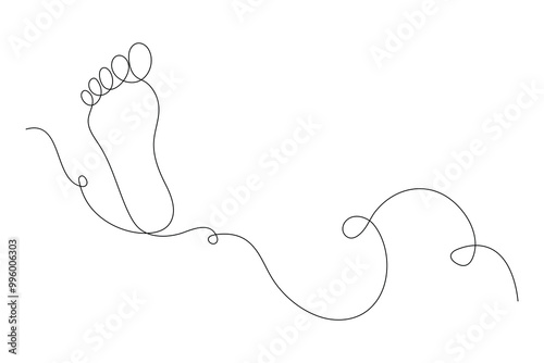 Continuous one line foot vector art illustration