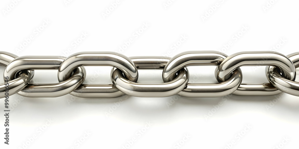 A chain against a background of pure white , connectivity, strength, security, link, isolated, silver, metal, white A chain against a background of pure white , connectivity, strength, security, link, isolated, silver, metal, white