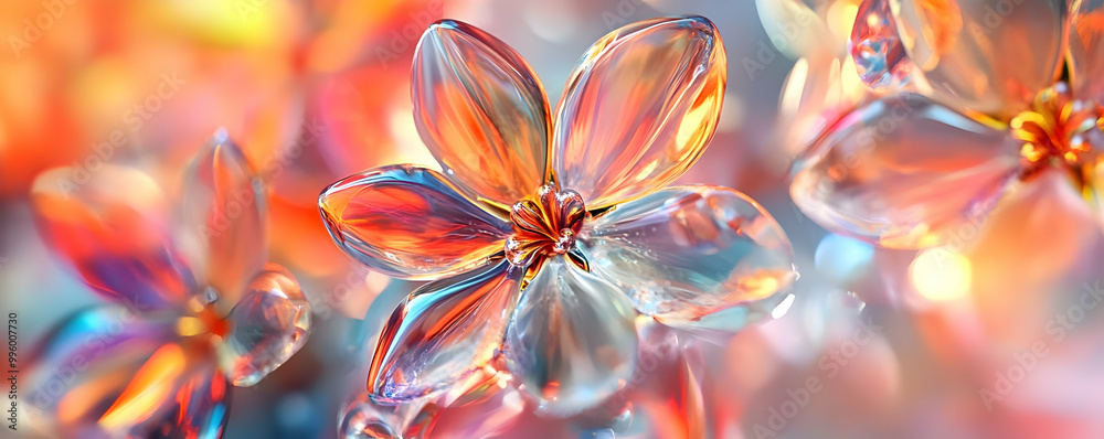 A Closeup of a Crystal Flower with a Soft Focus Background A Closeup of a Crystal Flower with a Soft Focus Background