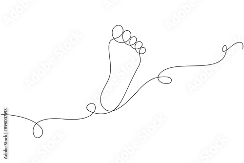 Continuous one line foot vector art illustration