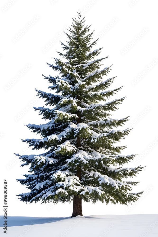 Snow Dusted Fir Tree Isolated on White Background Snow Dusted Fir Tree Isolated on White Background