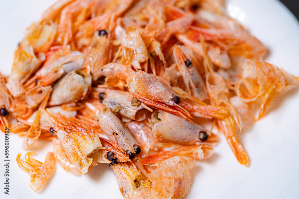 Shrimp dinner on a white plate. Shrimp dinner on a white plate.