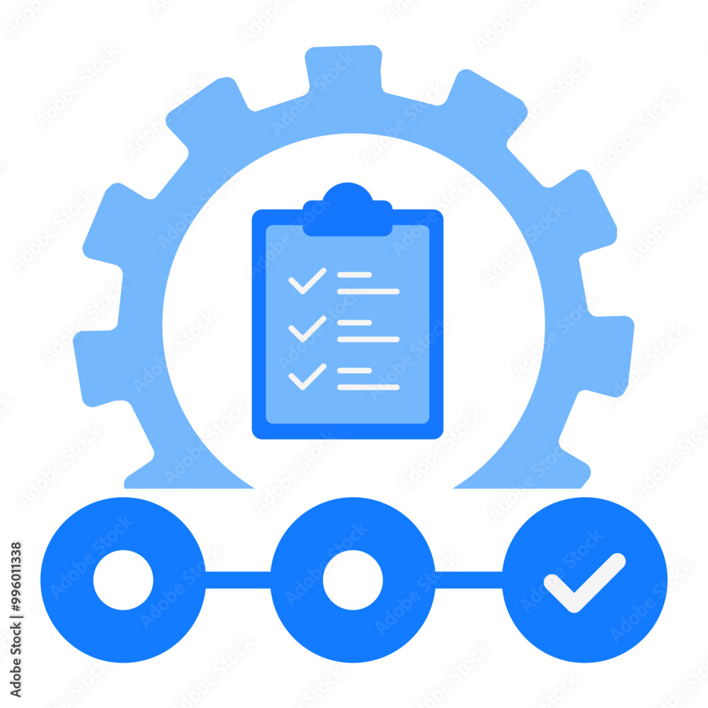 Task Management with Gear and Checklist. Task management, checklist, automation, workflow, gear icon, project management, productivity, to-do list, system optimization, efficiency. Task Management with Gear and Checklist. Task management, checklist, automation, workflow, gear icon, project management, productivity, to-do list, system optimization, efficiency.