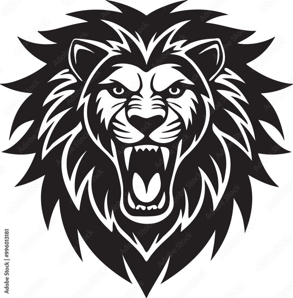 Obraz premium lion head silhouette vector art illustrator (32)
