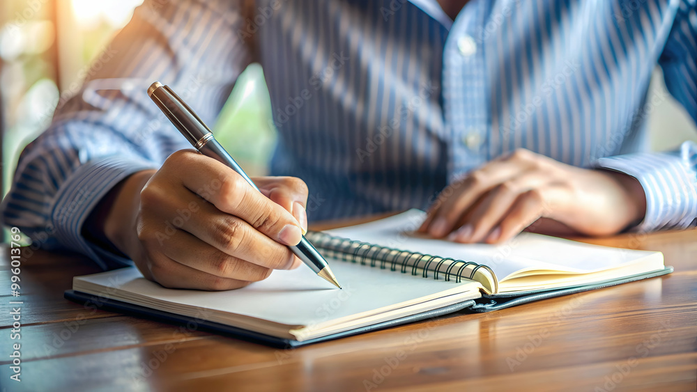 Close up of a person's hands writing in a notebook, writing, notebook, pen, hand, close up, paper, study, education