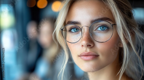 Portrait of a Young Woman Wearing Glasses photo