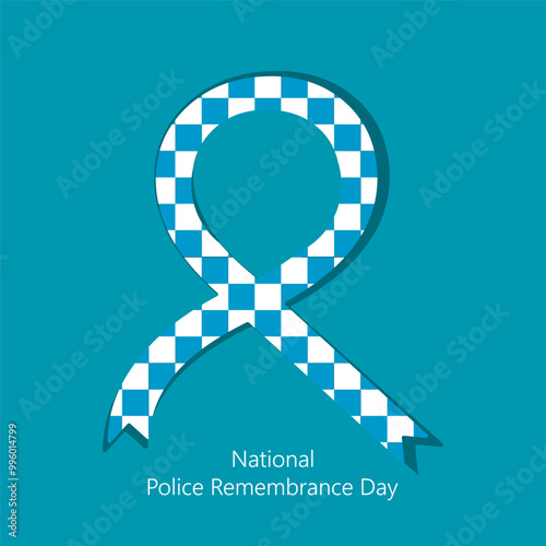 National Police Remembrance Day is celebrated on September 29 each year. Blue and white ribbon vector, illustration.
